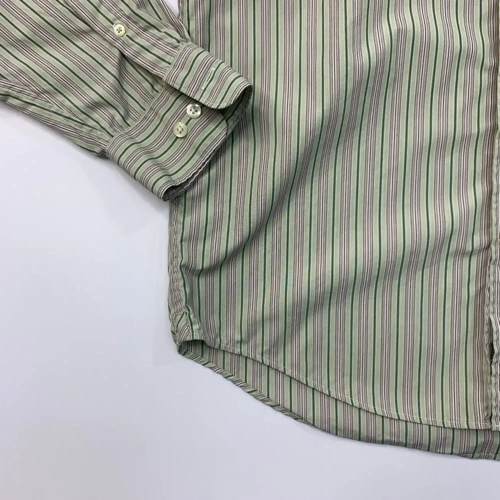 Banana Republic Shirt Mens L Limestone Striped Slim Fit Long Sleeve Button Up